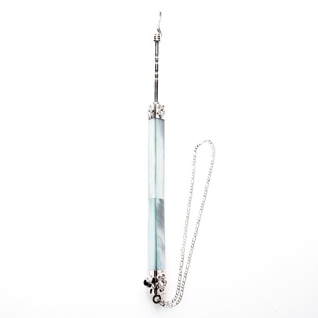 #HR-B523-G Yad Green Mother of Pearl Triangle and Sterling Silver — alternate view | Judaica Square Lakewood