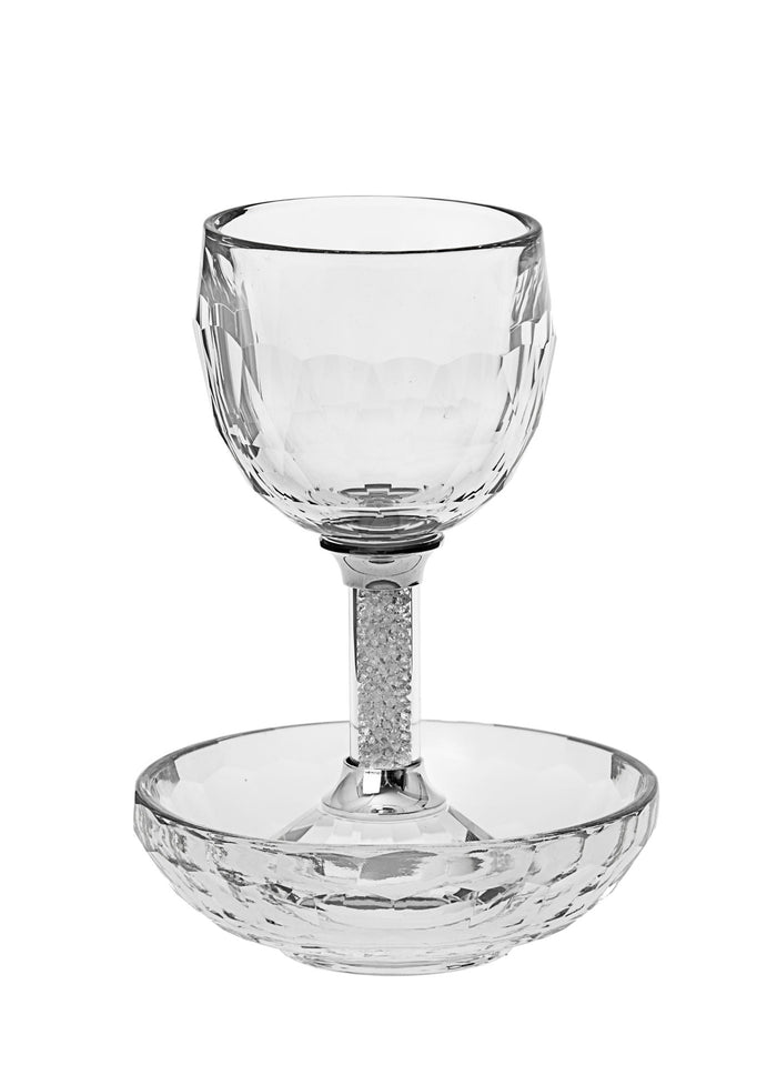 Kiddush Cup Crystal with tray | Judaica Square Lakewood
