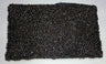 Pewter beaded clutch with a large central swirl and corner arcs of metallic beads
