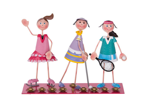 Sporting Girls Menorah — alternate view | Judaica Square Lakewood