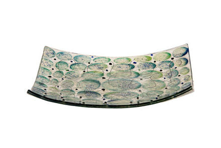 C830-M Blue/Green Matzah Plate Glass