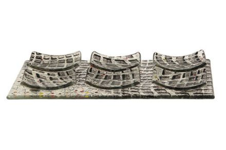 C831-S Black/Grey Seder plate Glass