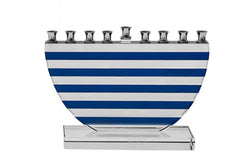 #167- Blue Stripes Crystal Menorah