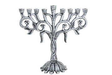 Menorah Tulip Silver | Judaica Square Lakewood