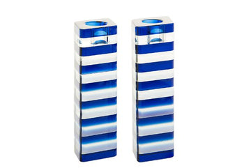 Copa Judaica Blue Stripes candlesticks