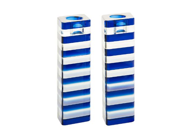 Blue Stripes Candle stick