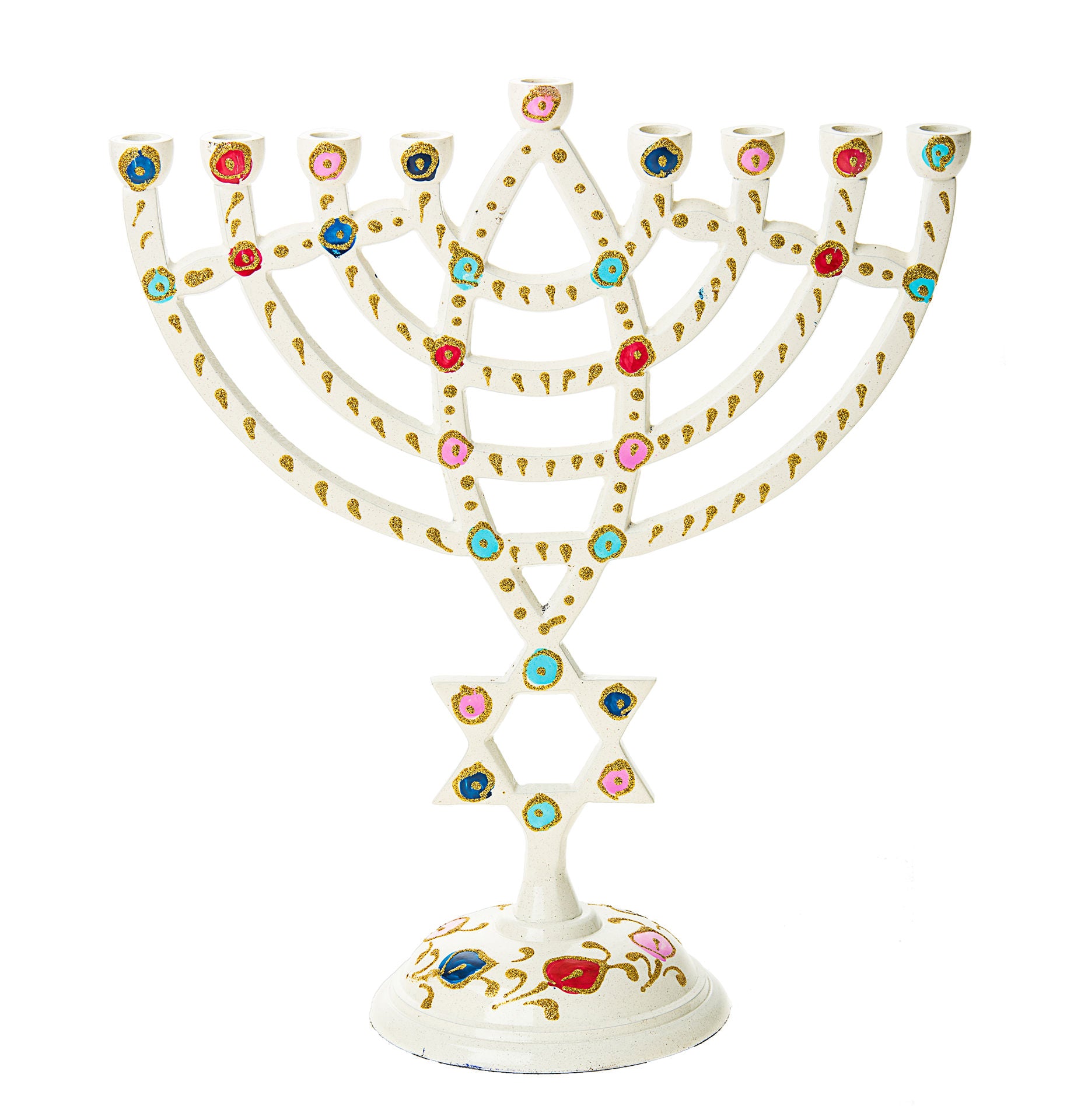 White menorah with star | Judaica Square Lakewood
