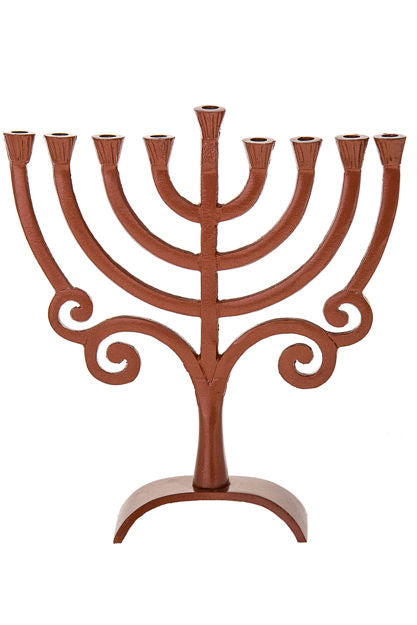 Metal Brown menorah — alternate view | Judaica Square Lakewood