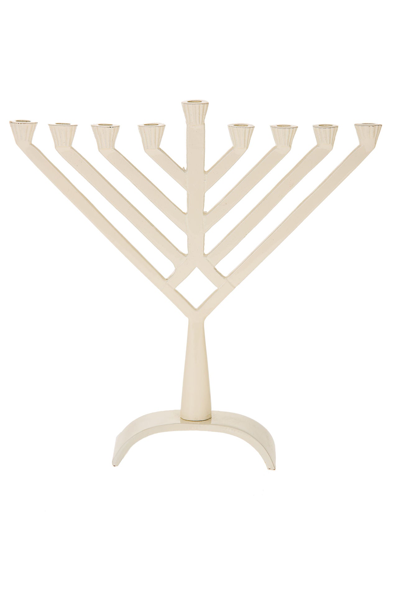 Metal White menorah V-shape | Judaica Square Lakewood