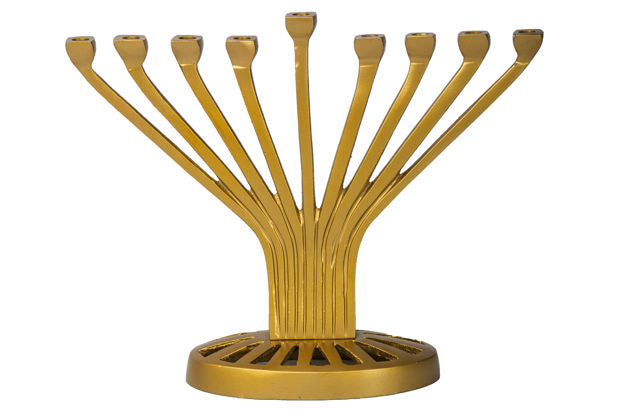 Gold Metal Menorah — alternate view | Judaica Square Lakewood