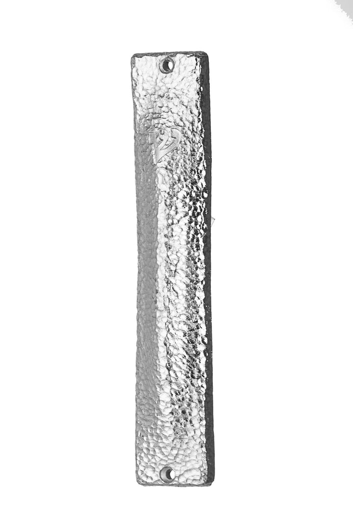 Hammered Silver Metal Mezuzah Case — Slim Profile