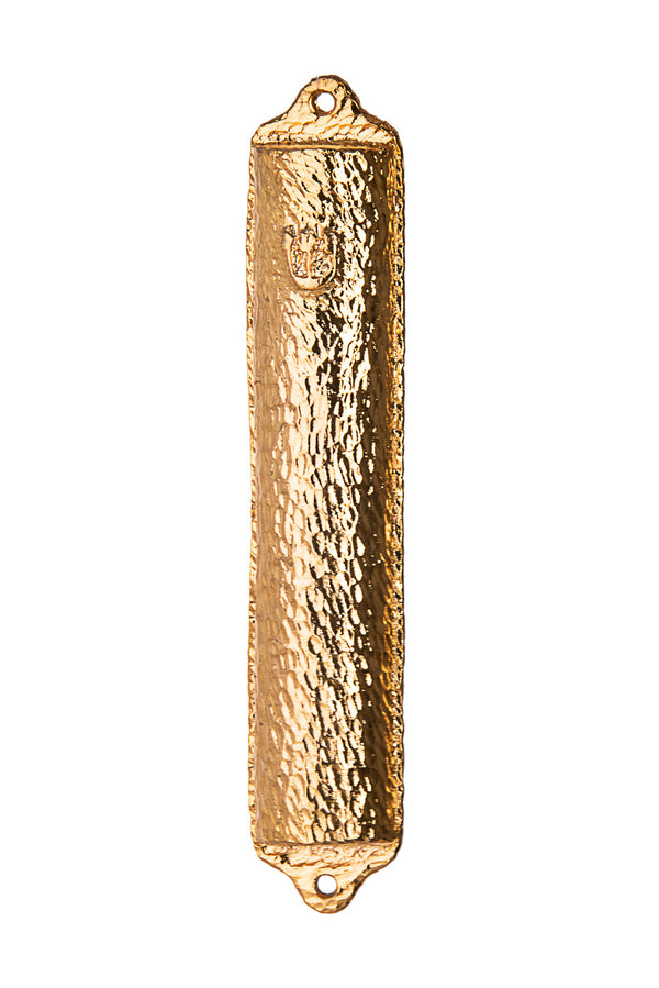 Hammered Gold Mezuzah Case | Judaica Square Lakewood