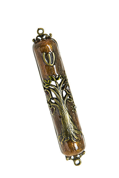 Tree of Life Enamel Mezuzah Case — alternate view | Judaica Square Lakewood