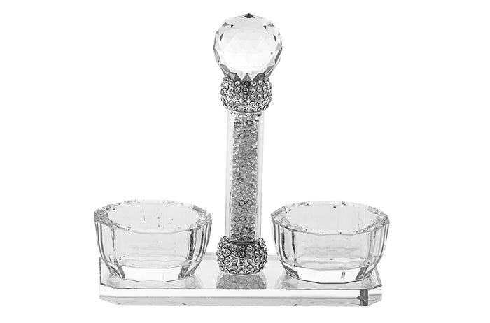 Crystal with Crushed Stones Salt & Pepper Set | Judaica Square Lakewood
