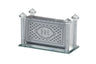 Crystal match box holder with lattice front panel, Hebrew lettering and crushed-stone corner posts