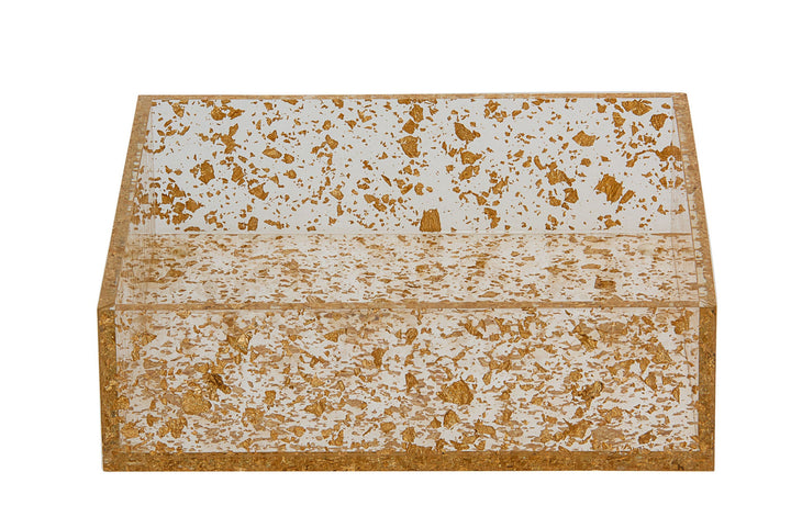Napkin Holder Gold Flakes Lucite