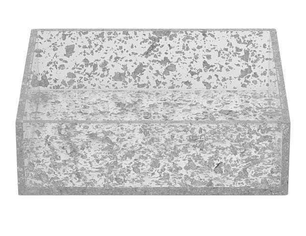 Napkin Holder Silver Flakes Lucite — alternate view | Judaica Square Lakewood