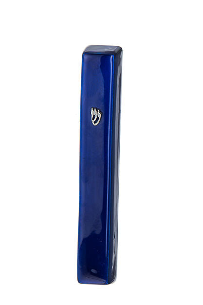 Mezuzah Blue Large Enamel — alternate view | Judaica Square Lakewood