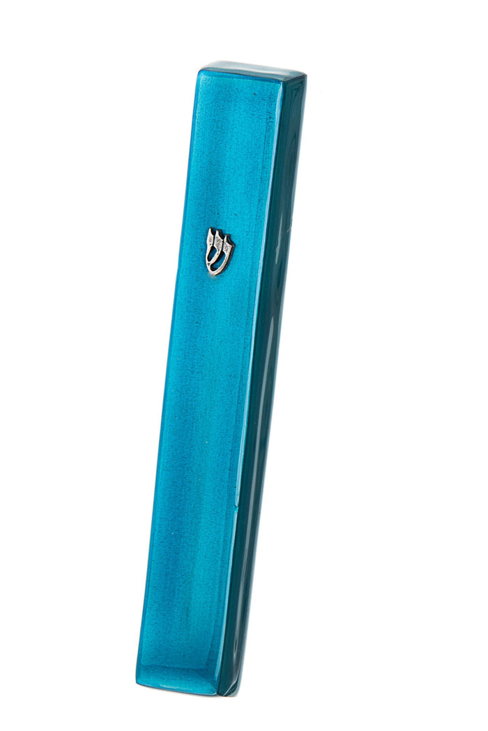 Mezuzah Turquoise Large Enamel | Judaica Square Lakewood