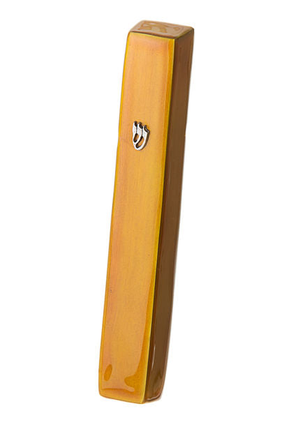 Mezuzah Gold Large Enamel — alternate view | Judaica Square Lakewood