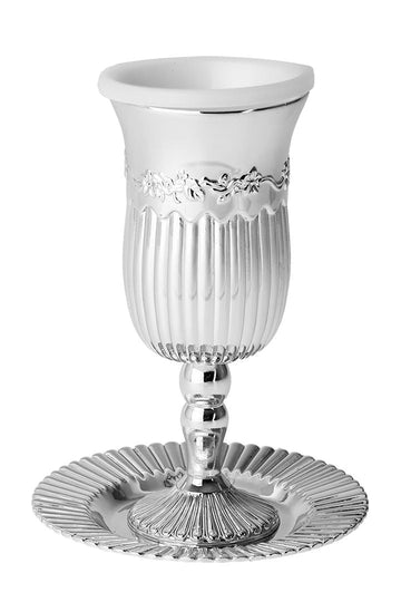 Cup on base Silver plated Line design | Judaica Square Lakewood