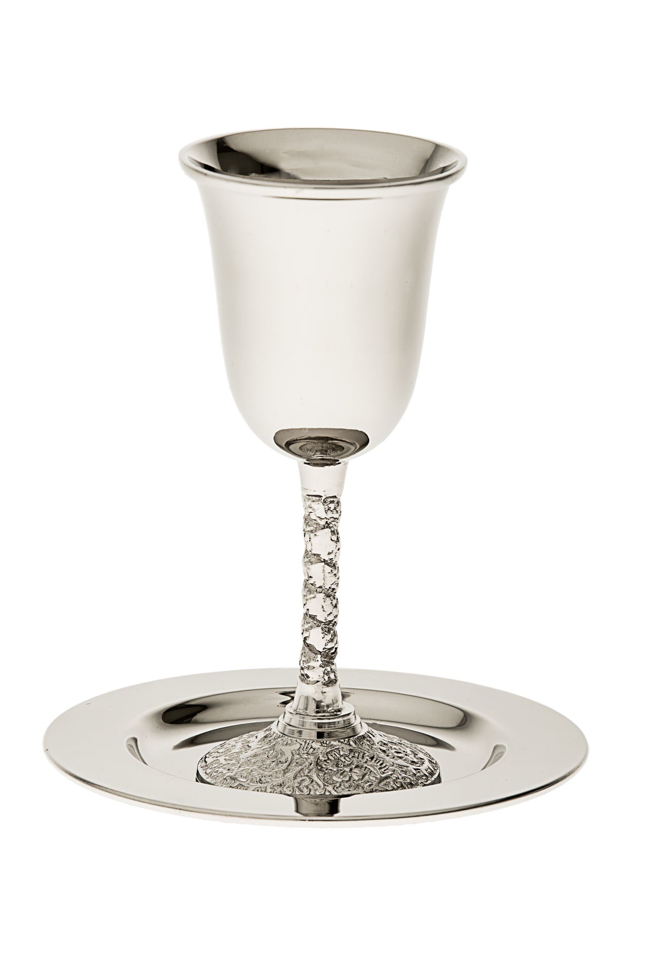 Kiddush Cup stainless steel with tray | Judaica Square Lakewood