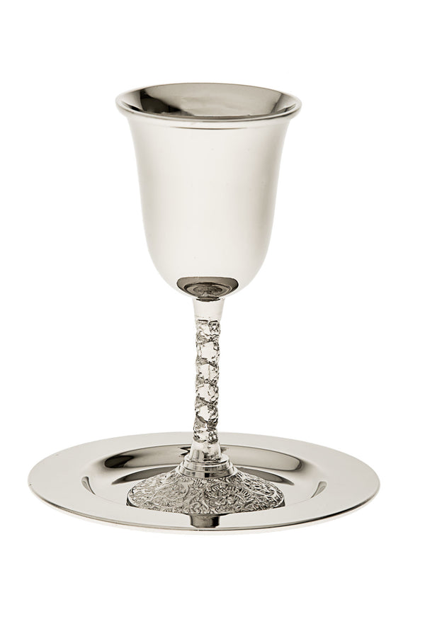 Kiddush Cup stainless steel with tray | Judaica Square Lakewood