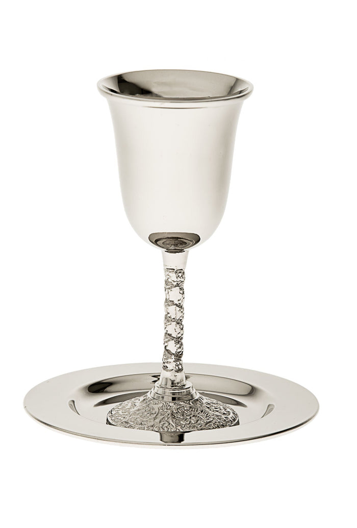 Kiddush Cup stainless steel with tray | Judaica Square Lakewood