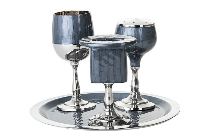 Havdallah Set Enamel Grey/Smoke | Judaica Square Lakewood