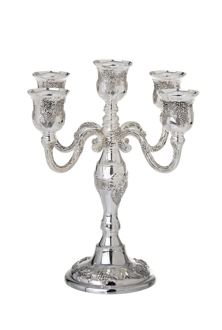 9-Inch Silver-Plated 5-Branch Grape Candelabra