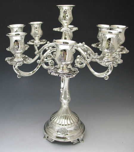 Candelabra Silver Plated 9 branches | Judaica Square Lakewood