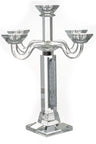 Five-branch crystal candelabra with twisted inner column and square cups on curved arms