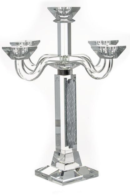 Candelabra Crystal and Sterling Silver 5 Branches — alternate view | Judaica Square Lakewood