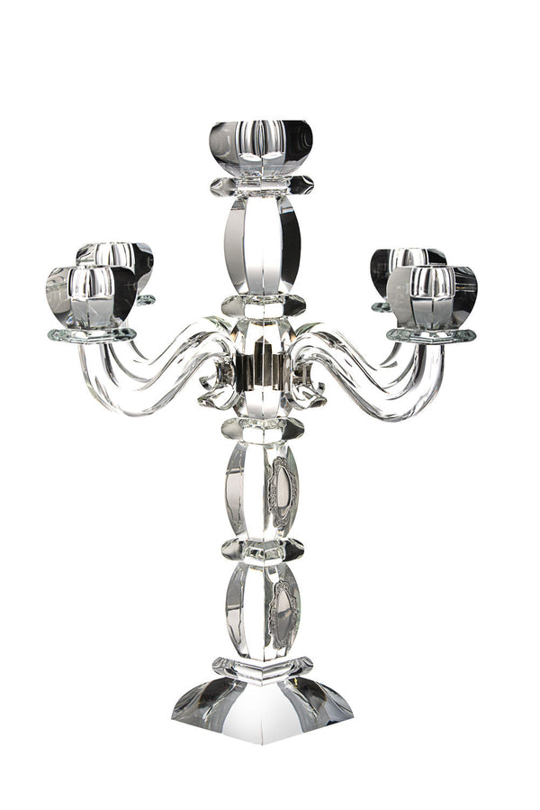 Candelabra Clear Crystal and Silver 5 Branches | Judaica Square Lakewood