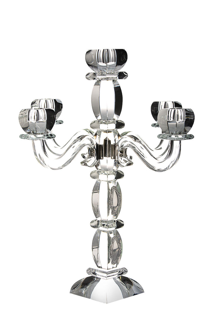 Candelabra Clear Crystal and Silver 5 Branches | Judaica Square Lakewood