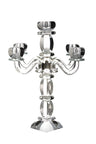 Clear crystal five-light candelabra with silver-tone accents, front view