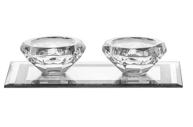 Candle Stick Crystal and Silver for Tealight Candlesticks — alternate view | Judaica Square Lakewood
