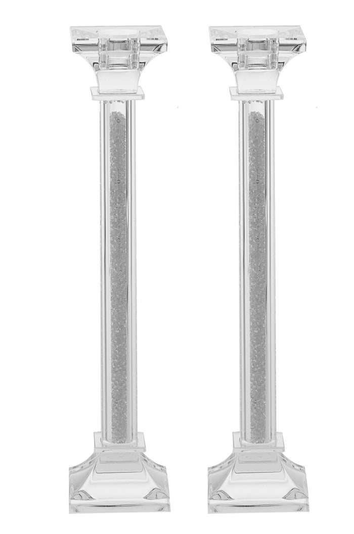 Candle Stick Crystal and Silver | Judaica Square Lakewood
