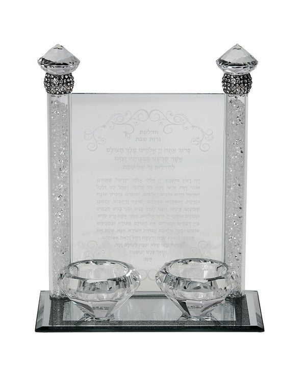 Crystal & Stone Candlestick for Tea light candles | Judaica Square Lakewood
