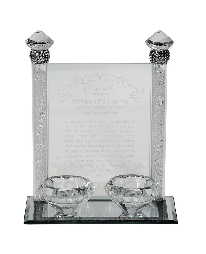 Crystal & Stone Candlestick for Tea light candles | Judaica Square Lakewood
