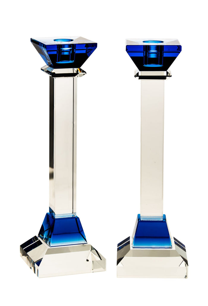 Crystal Candle Stick Blue Candlesticks | Judaica Square Lakewood