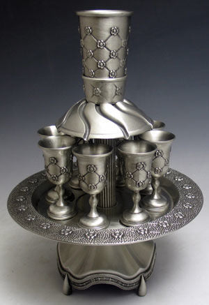 Pewter Fountain 8 Cup X Design | Judaica Square Lakewood