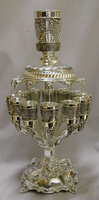 Silver Plated 12 Cup Wine Fountain | Judaica Square Lakewood