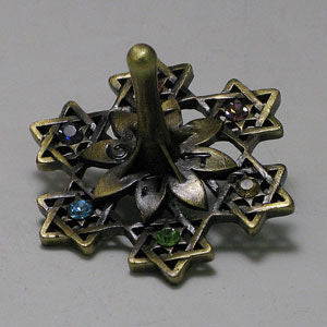 Jeweled Dreidel with Antigue Finish and Stones | Judaica Square Lakewood
