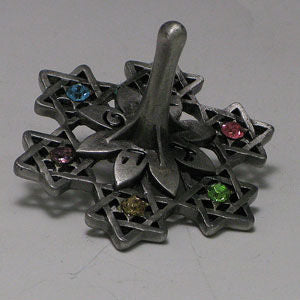 Dreidel Pewter with Stones | Judaica Square Lakewood