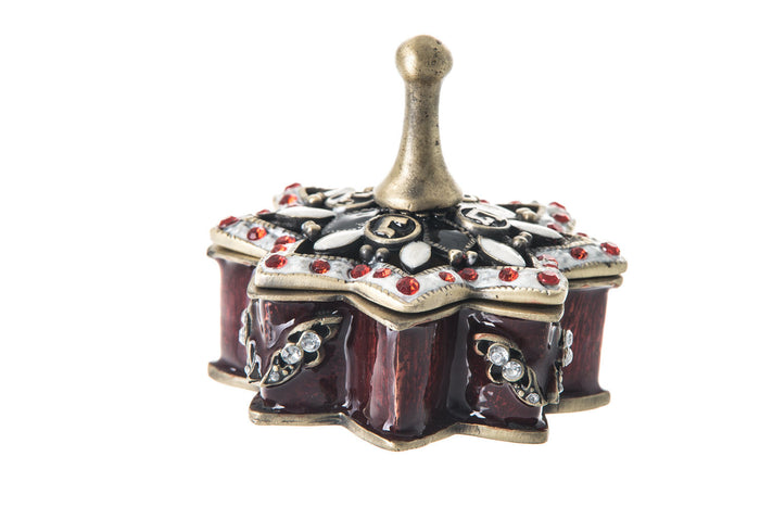 Dreidel Burgundy Jeweled Enamel | Judaica Square Lakewood