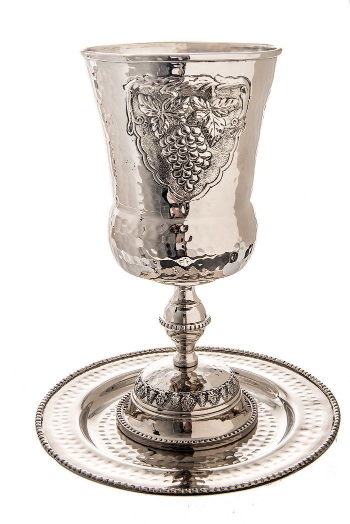 Eliyahu Cup Stainless Steel Grape Design | Judaica Square Lakewood