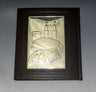 Brown tooled leather Zemiros with a sterling silver panel showing Shabbat candles, challah and a Kiddush cup