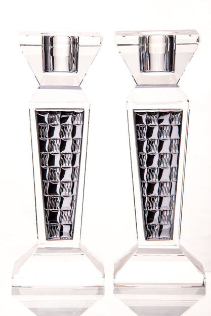 Crystal & Sterling Candlestick — alternate view | Judaica Square Lakewood