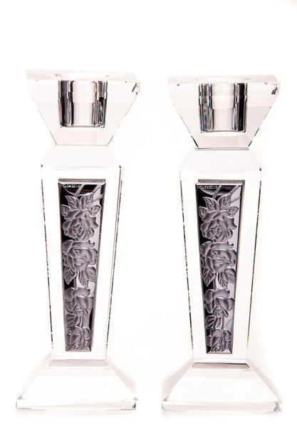 Crystal & Sterling Candlestick — alternate view | Judaica Square Lakewood